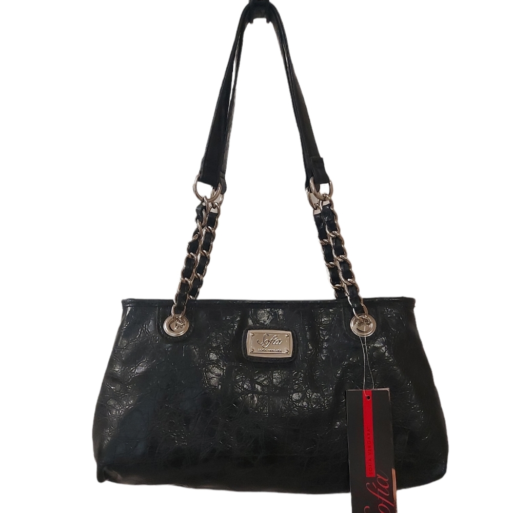 Sofia by Sofia Vergara Black Chain-Accent Shoulder Bag